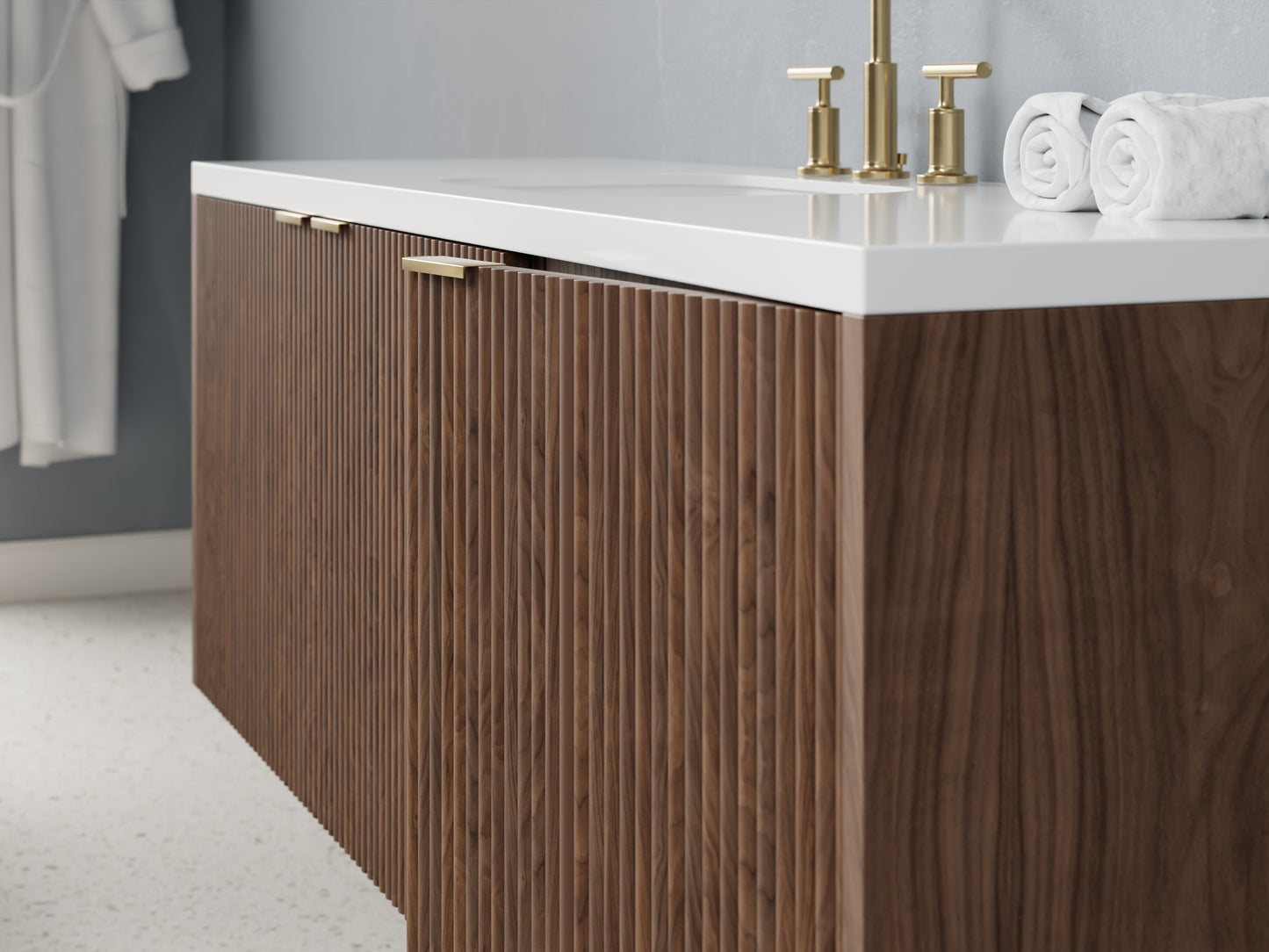 reeded - walnut - closeup