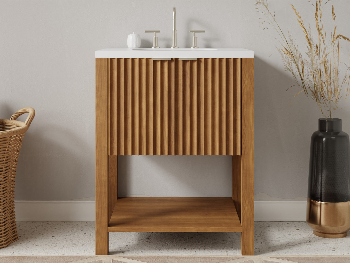 fluted - teak - front