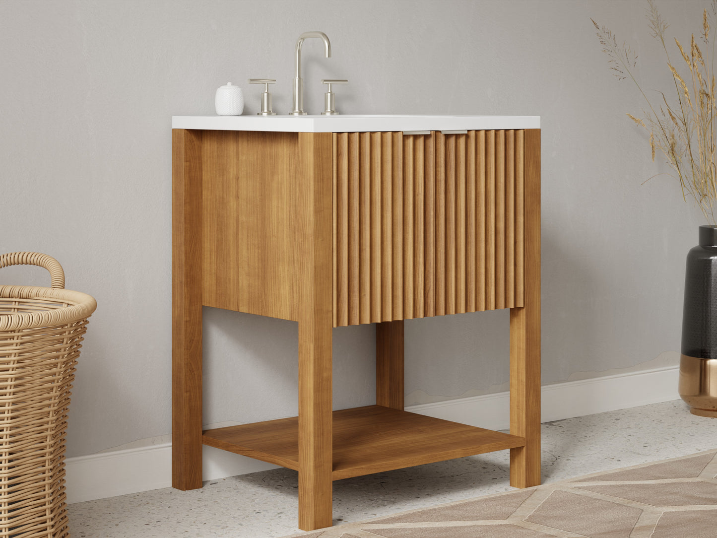 fluted - teak - side