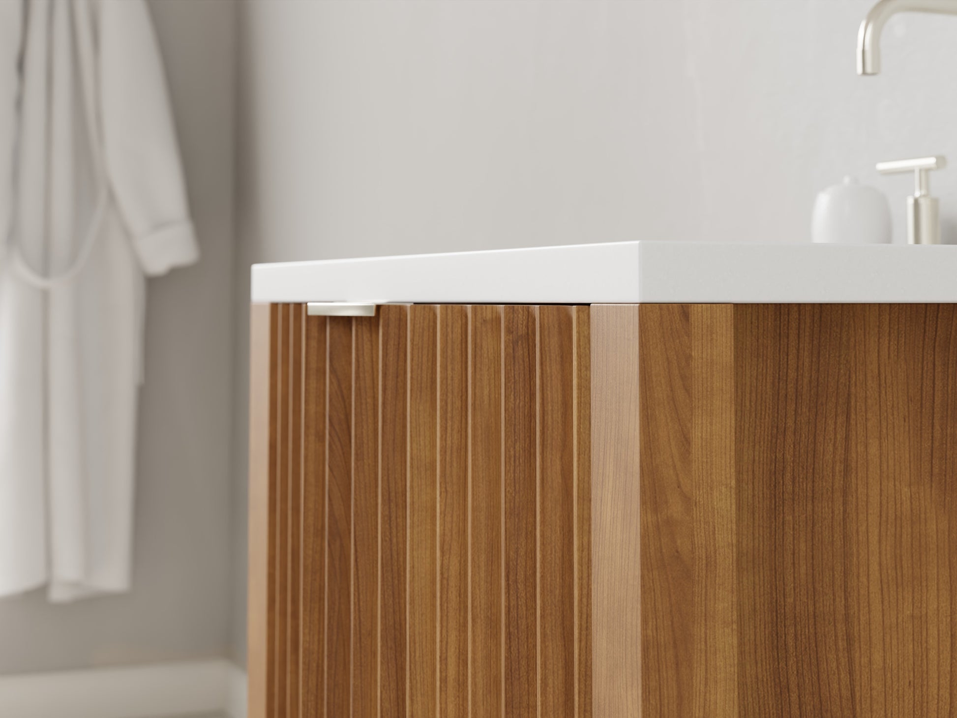 fluted - teak - closeup