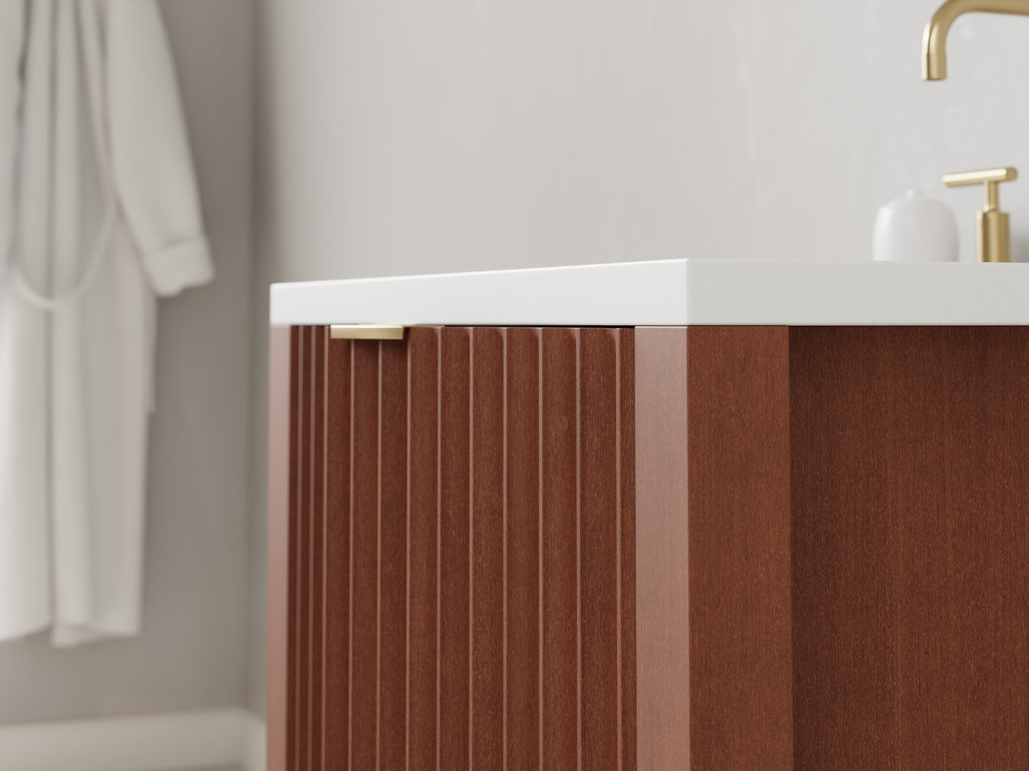 fluted - mahogany - closeup