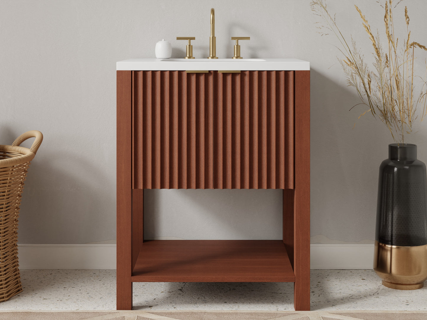 fluted - mahogany - front