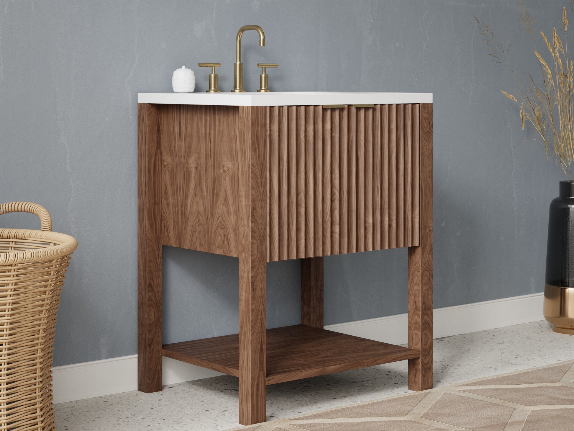 fluted - walnut - side