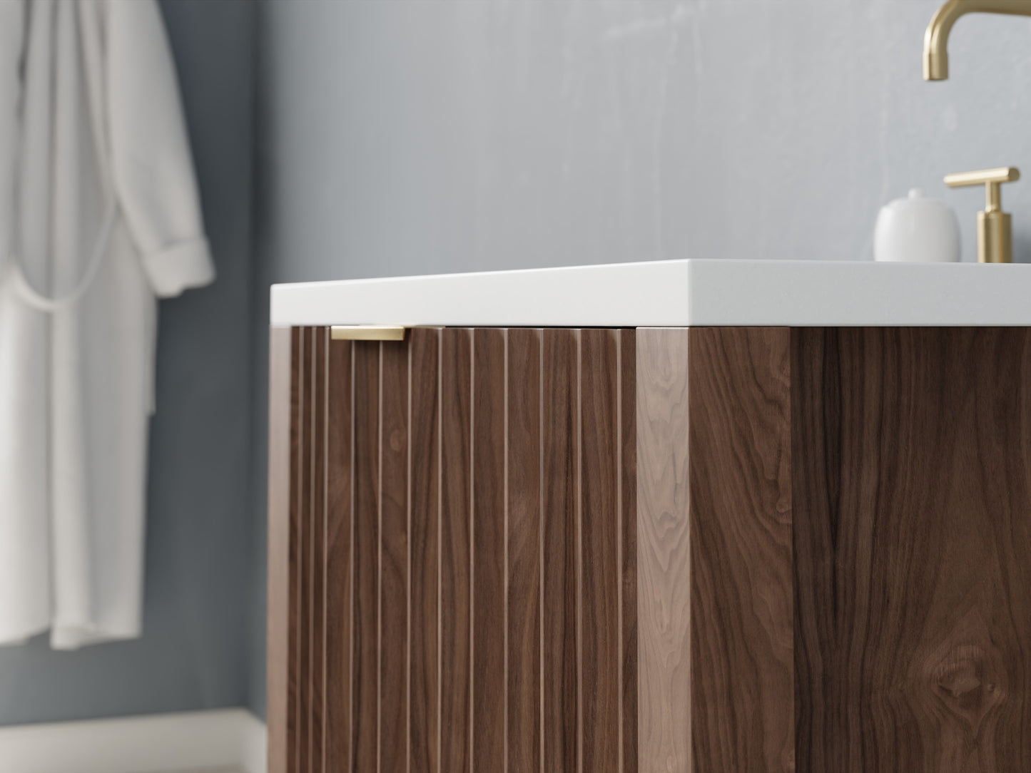 fluted - walnut - closeup