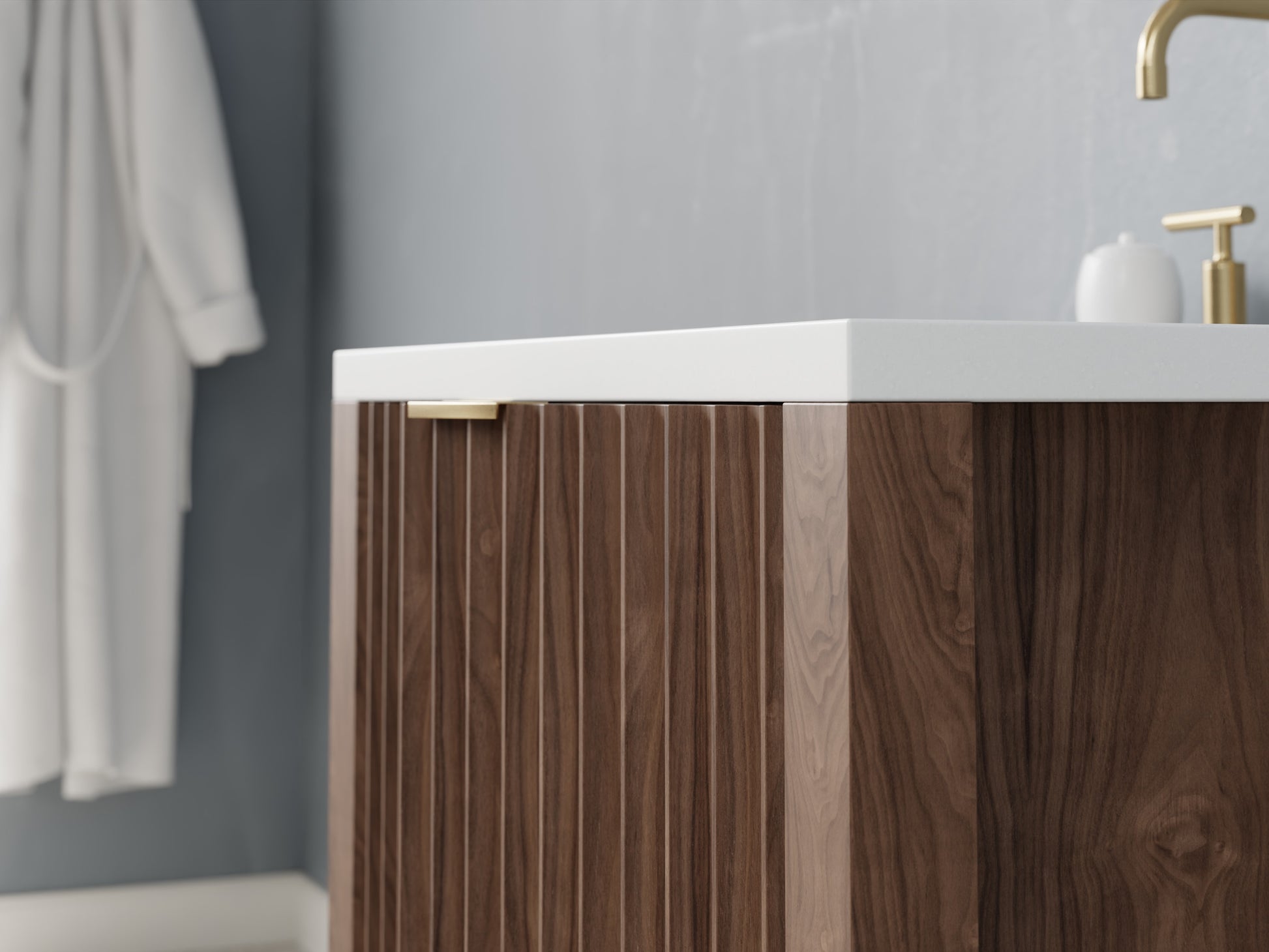 fluted - walnut - closeup