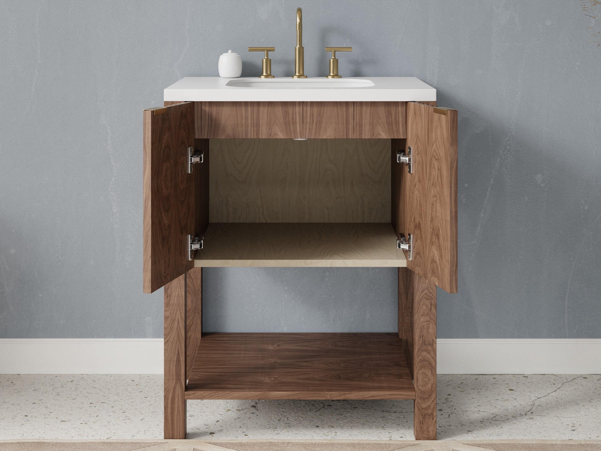 fluted - walnut - open