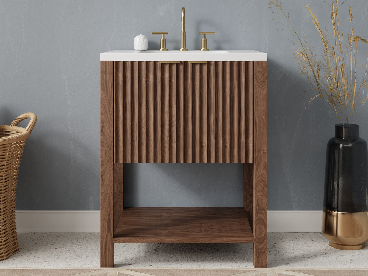 fluted - walnut - front