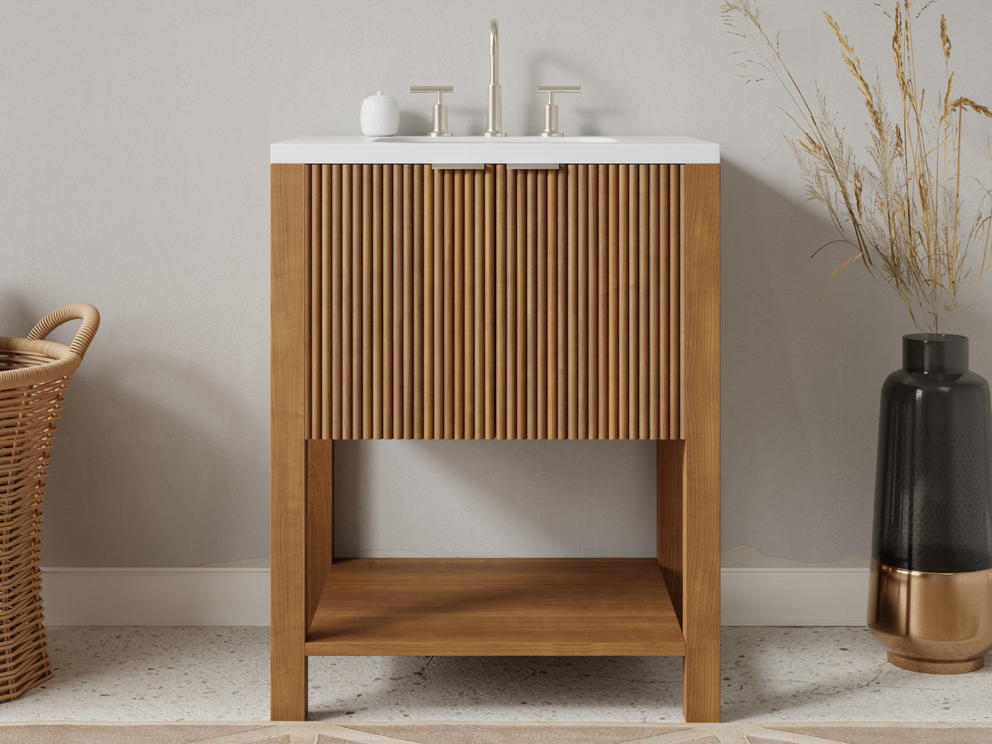 reeded - teak - front