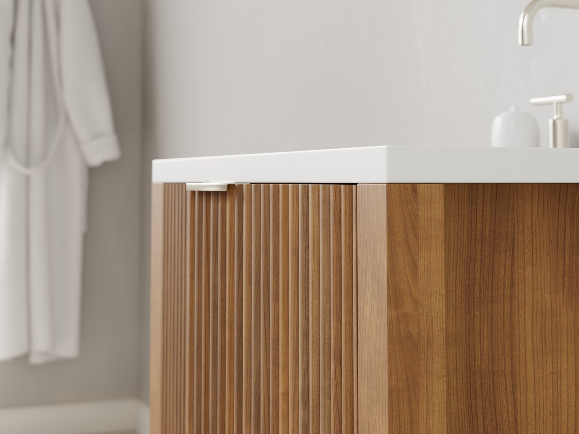 reeded - teak - closeup