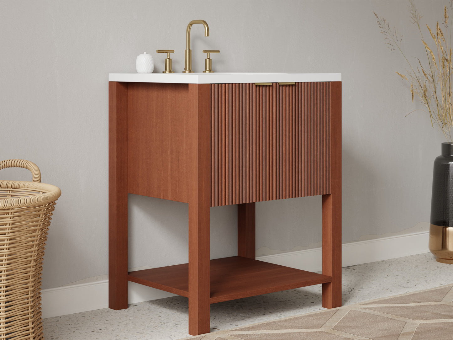 reeded - mahogany - side