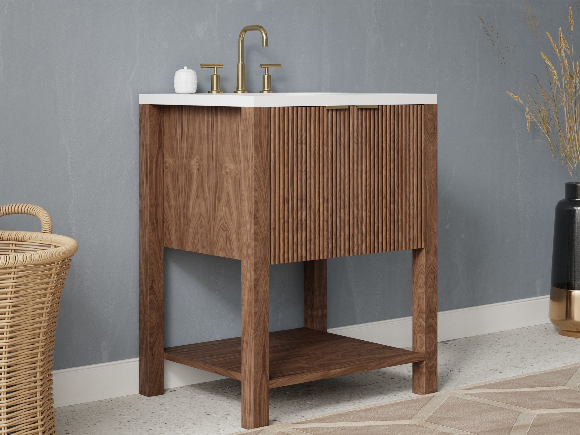 reeded - walnut - side