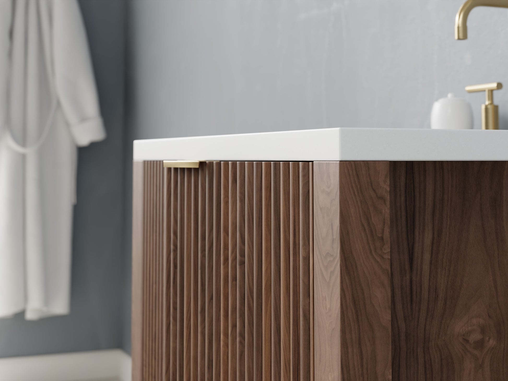 reeded - walnut - closeup