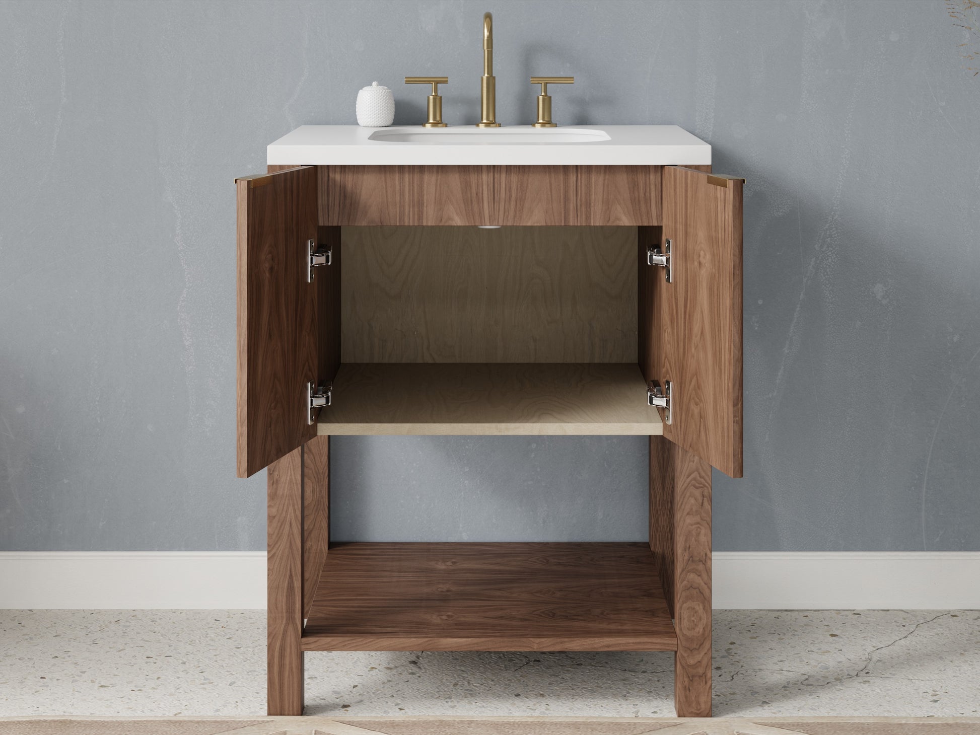 reeded - walnut - open