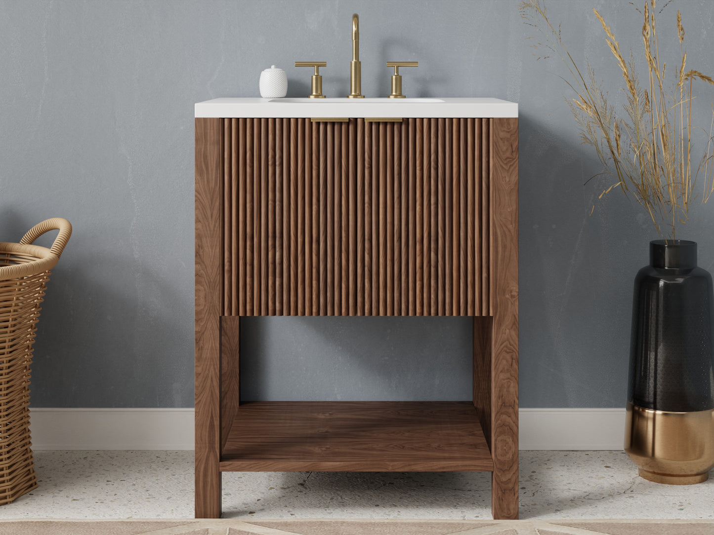 reeded - walnut - front