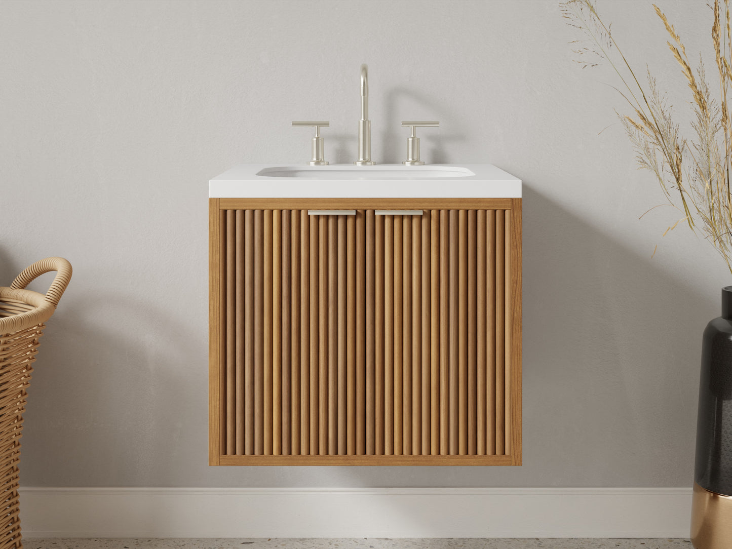 reeded - teak - front