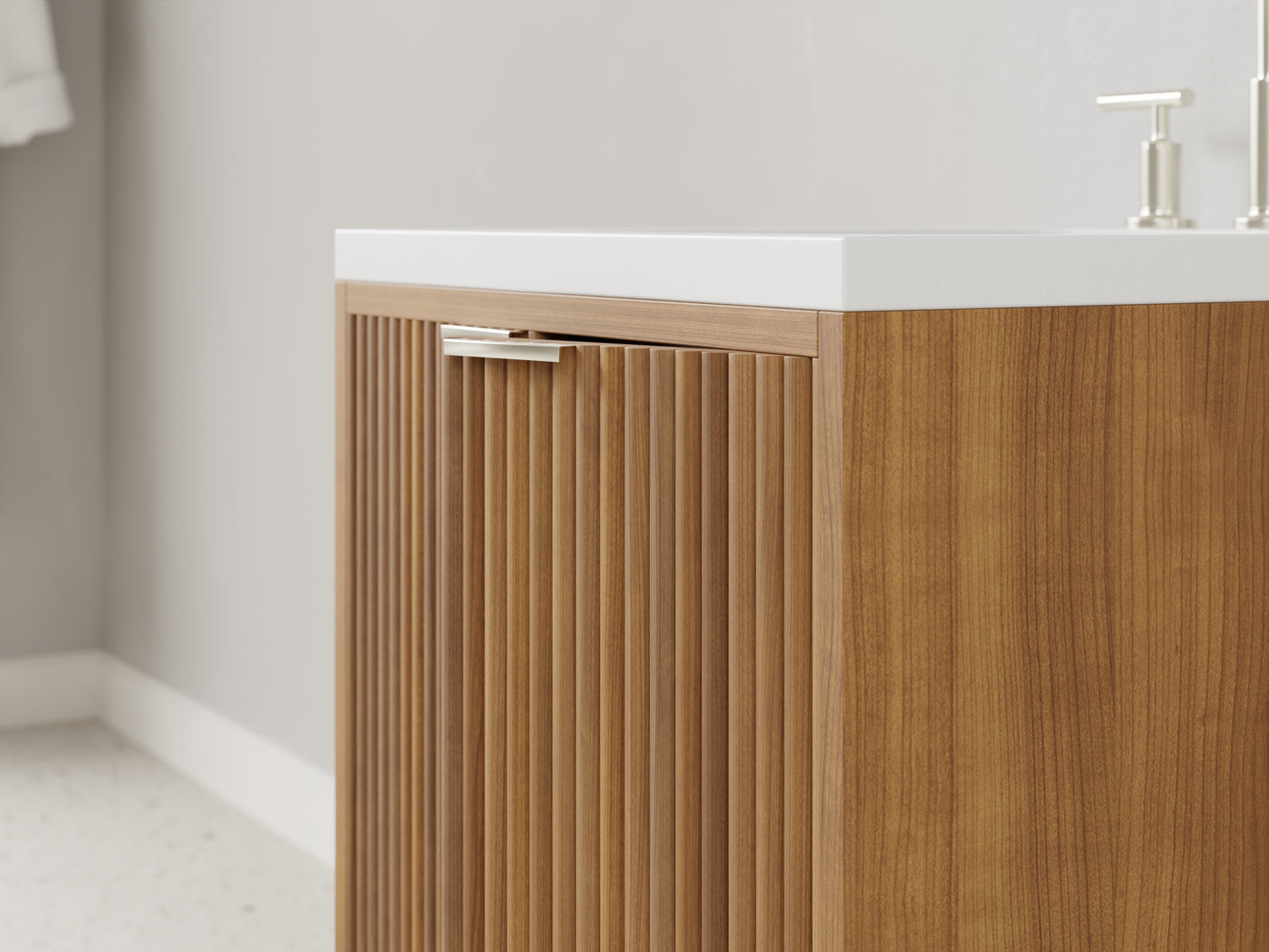reeded - teak - closeup