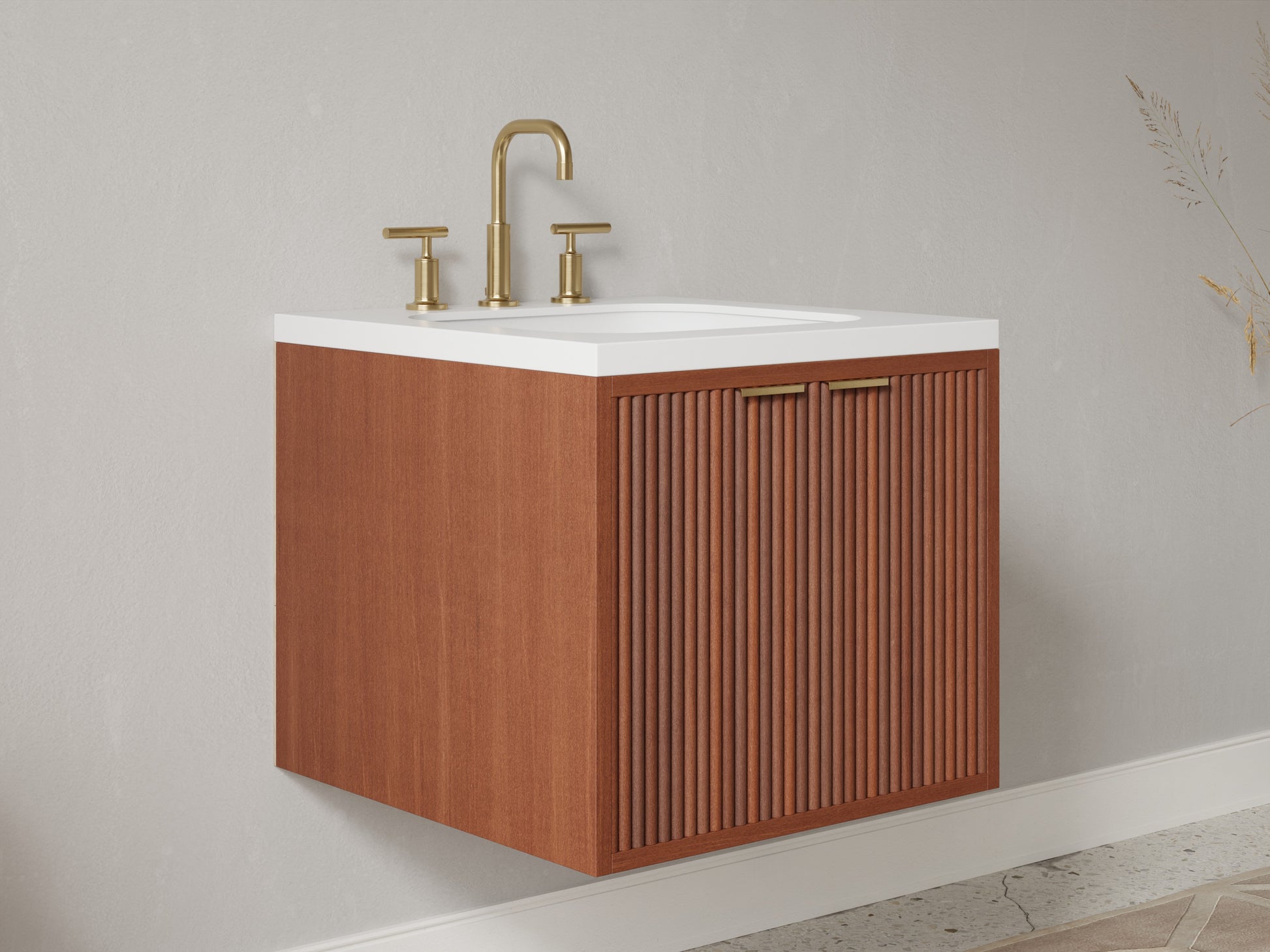 reeded - mahogany - side