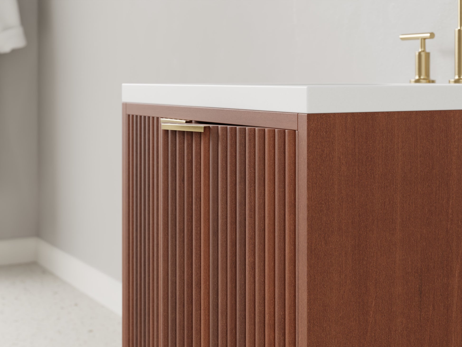 reeded - mahogany - closeup