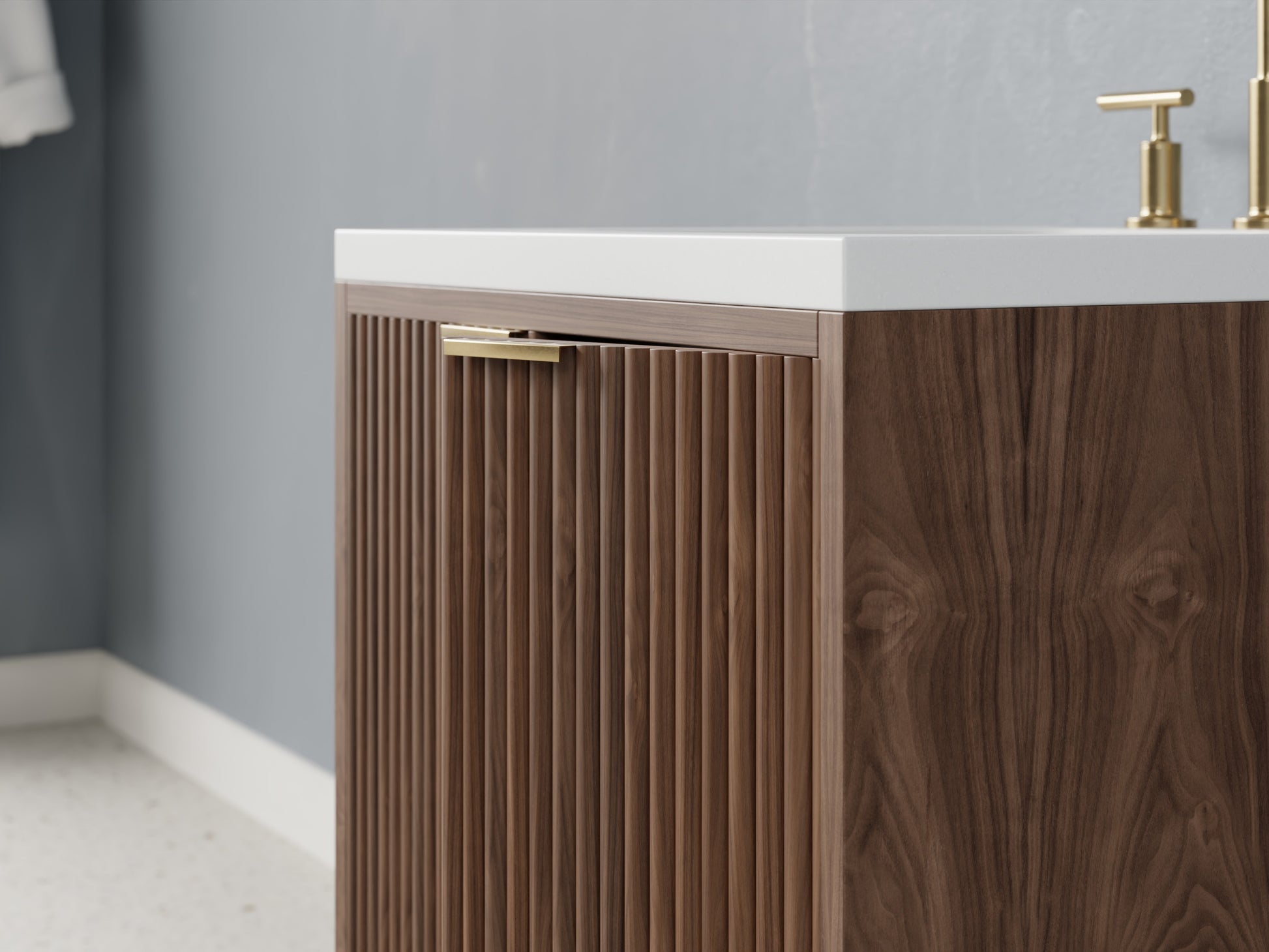 reeded - walnut - closeup