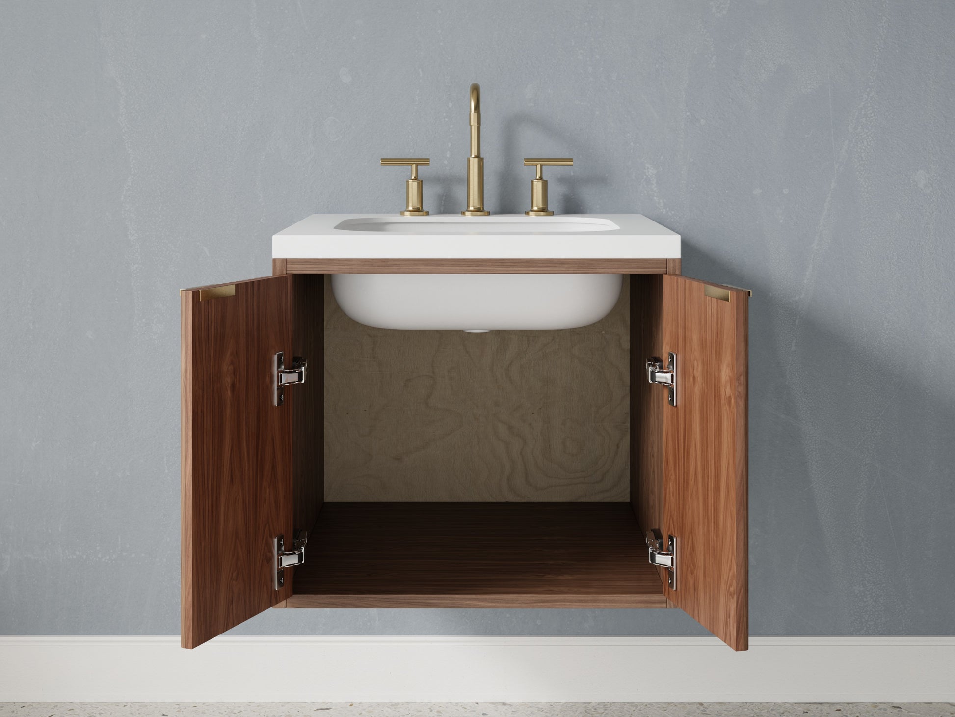 reeded - walnut - open