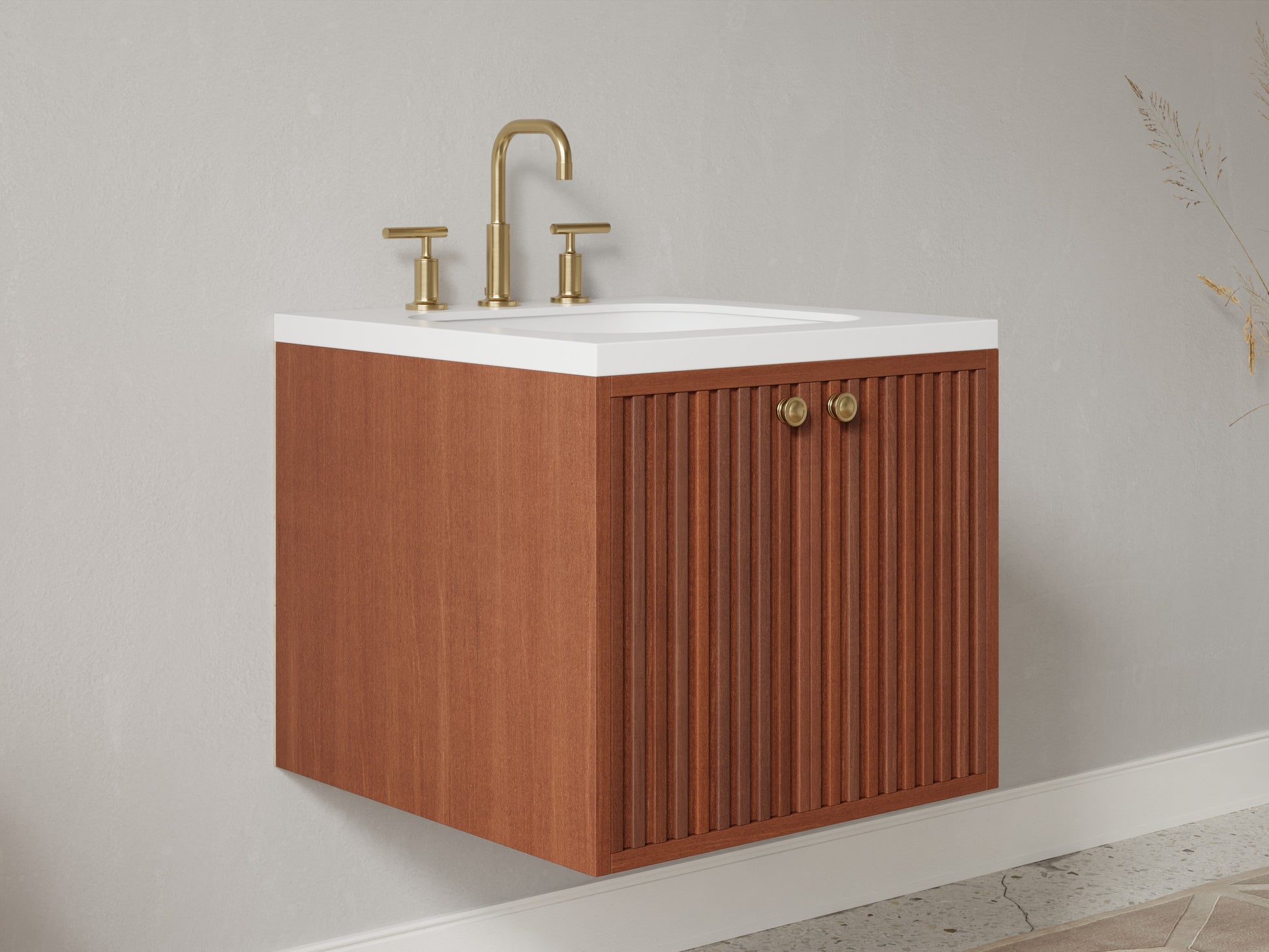 slatted - mahogany - side