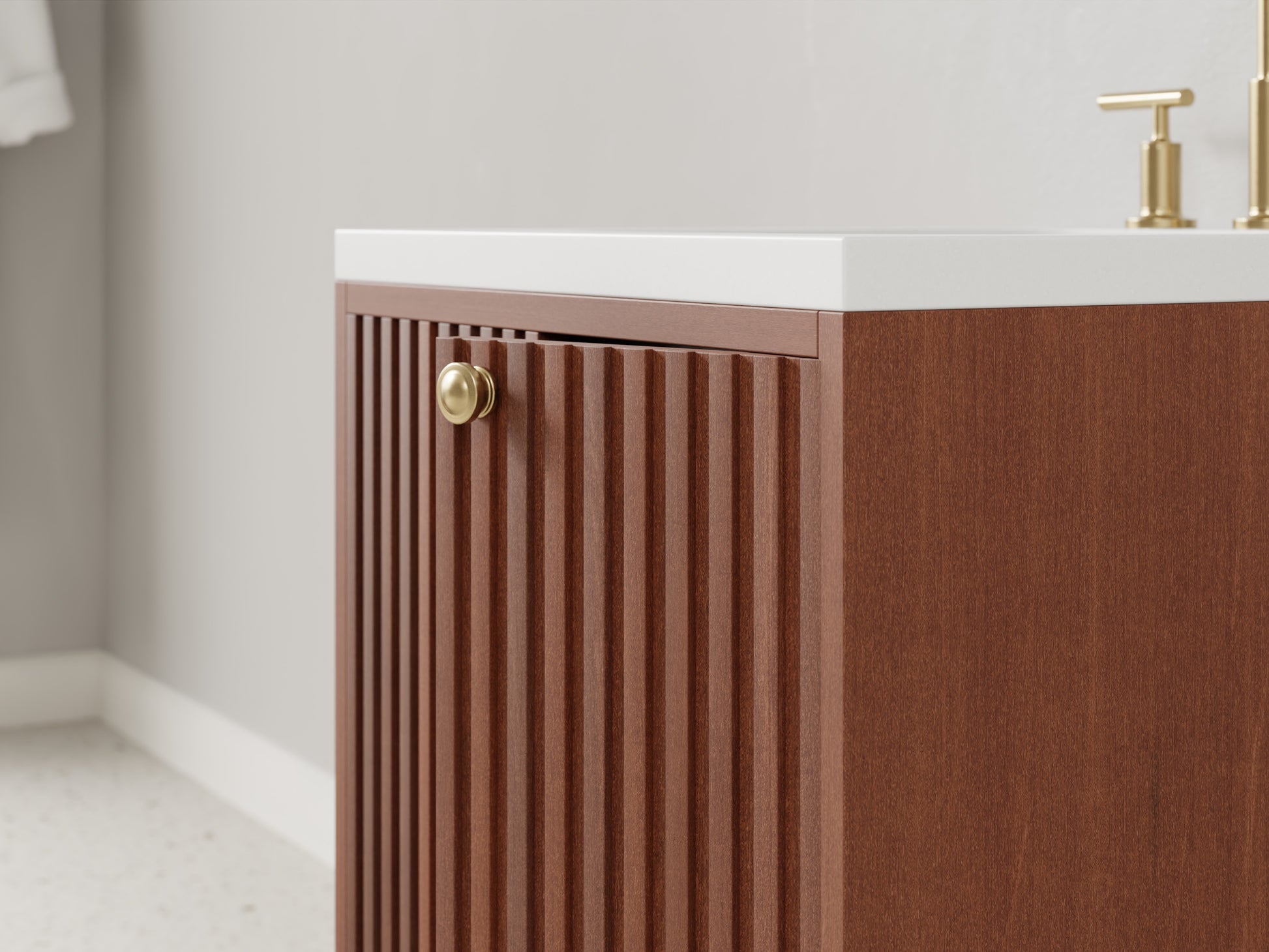 slatted - mahogany - closeup