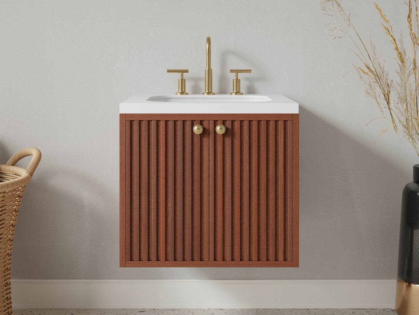slatted - mahogany - front