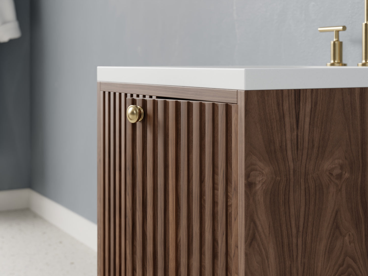 slatted - walnut - closeup