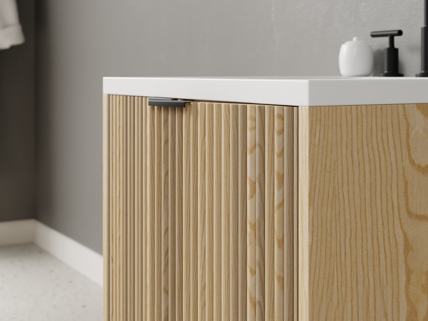 reeded - ash - closeup