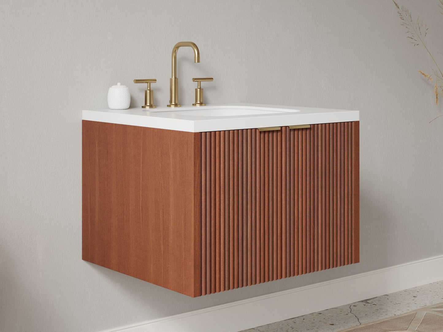 reeded - mahogany - side