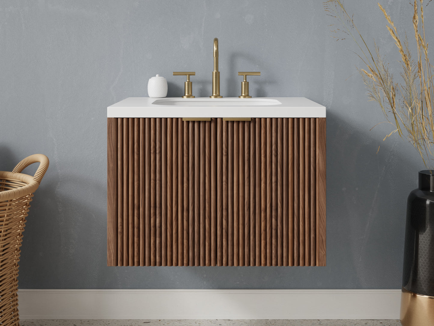 reeded - walnut - front