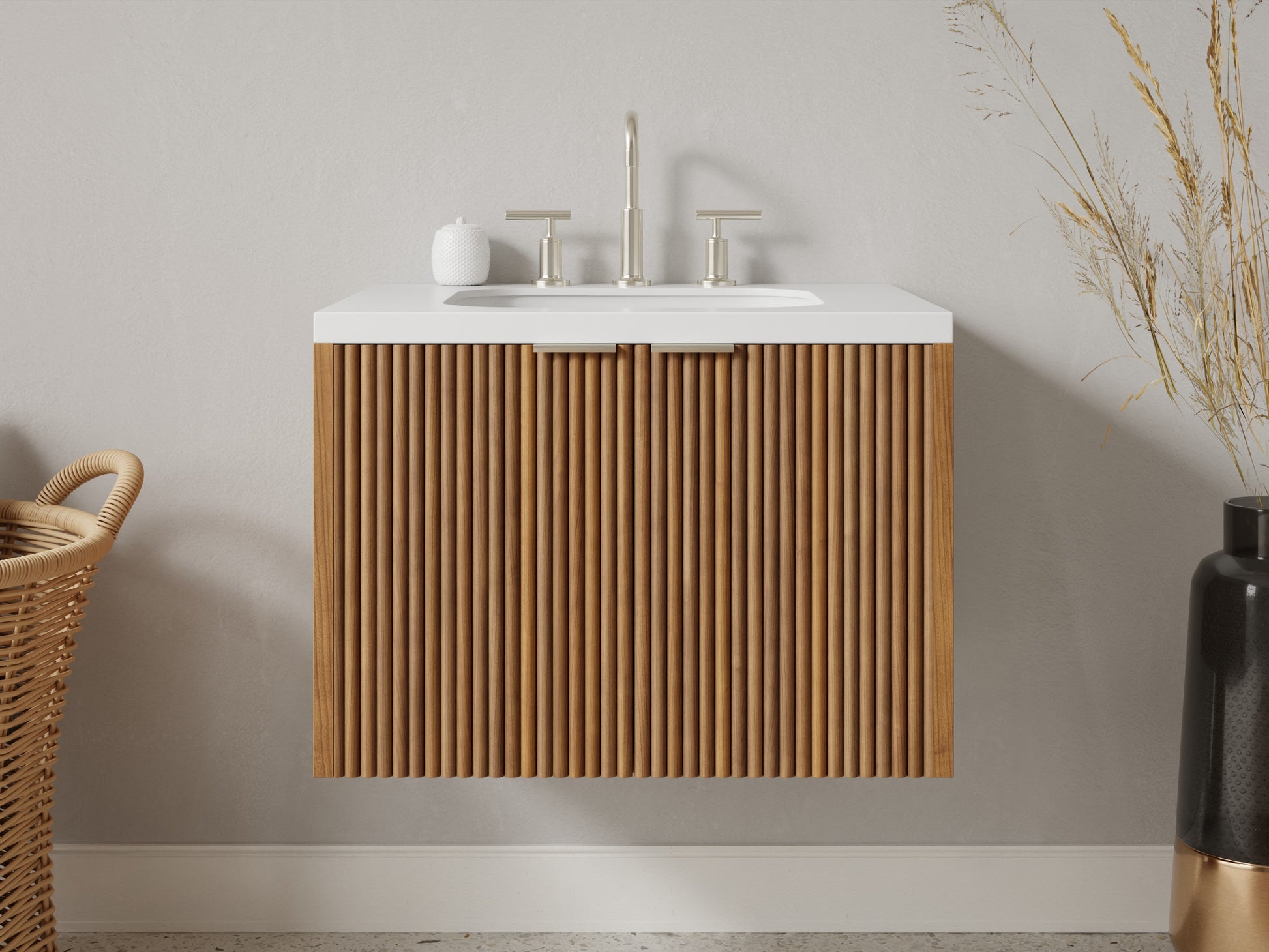 reeded - teak - front