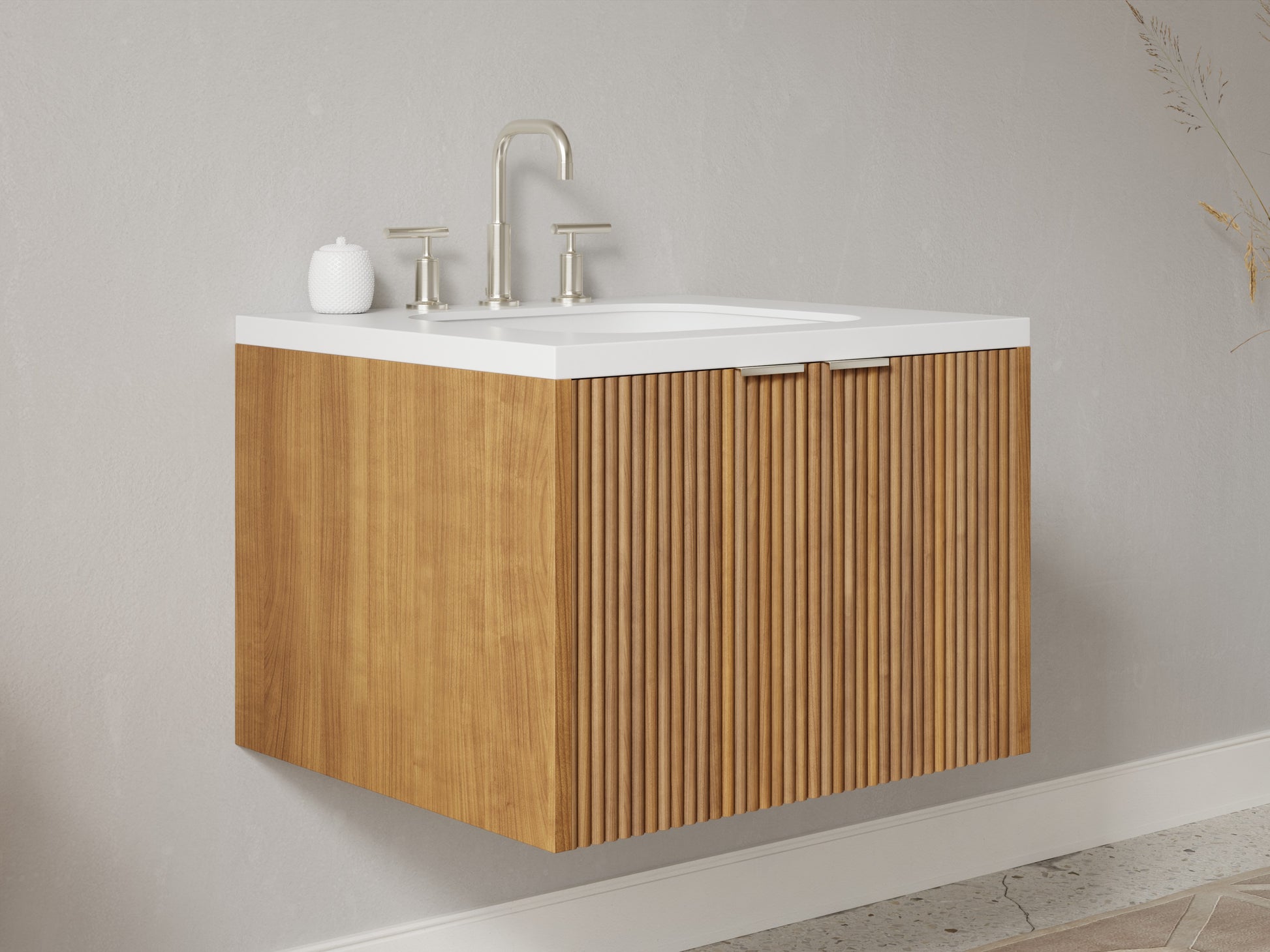 reeded - teak - side