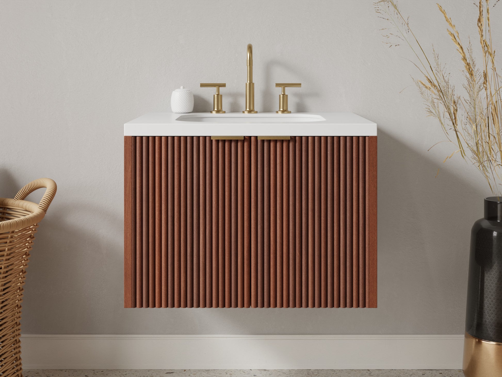reeded - mahogany - front