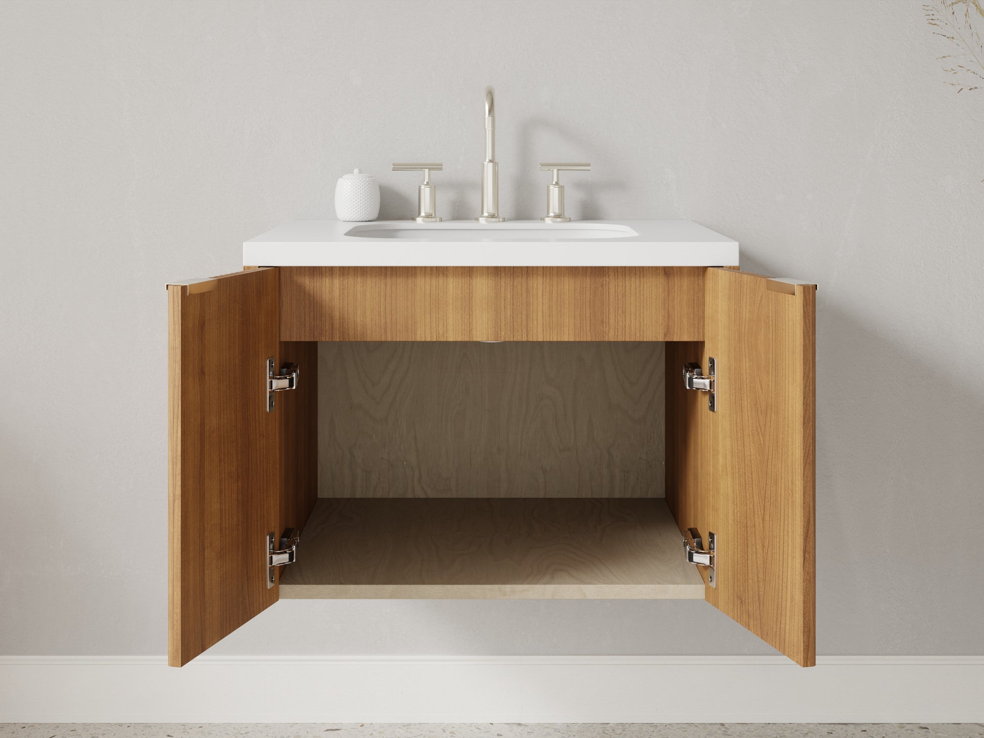 reeded - teak - open