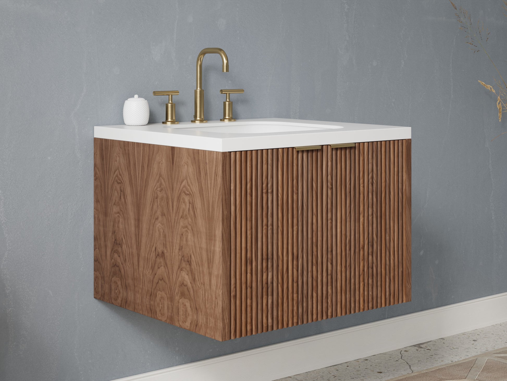 reeded - walnut - side