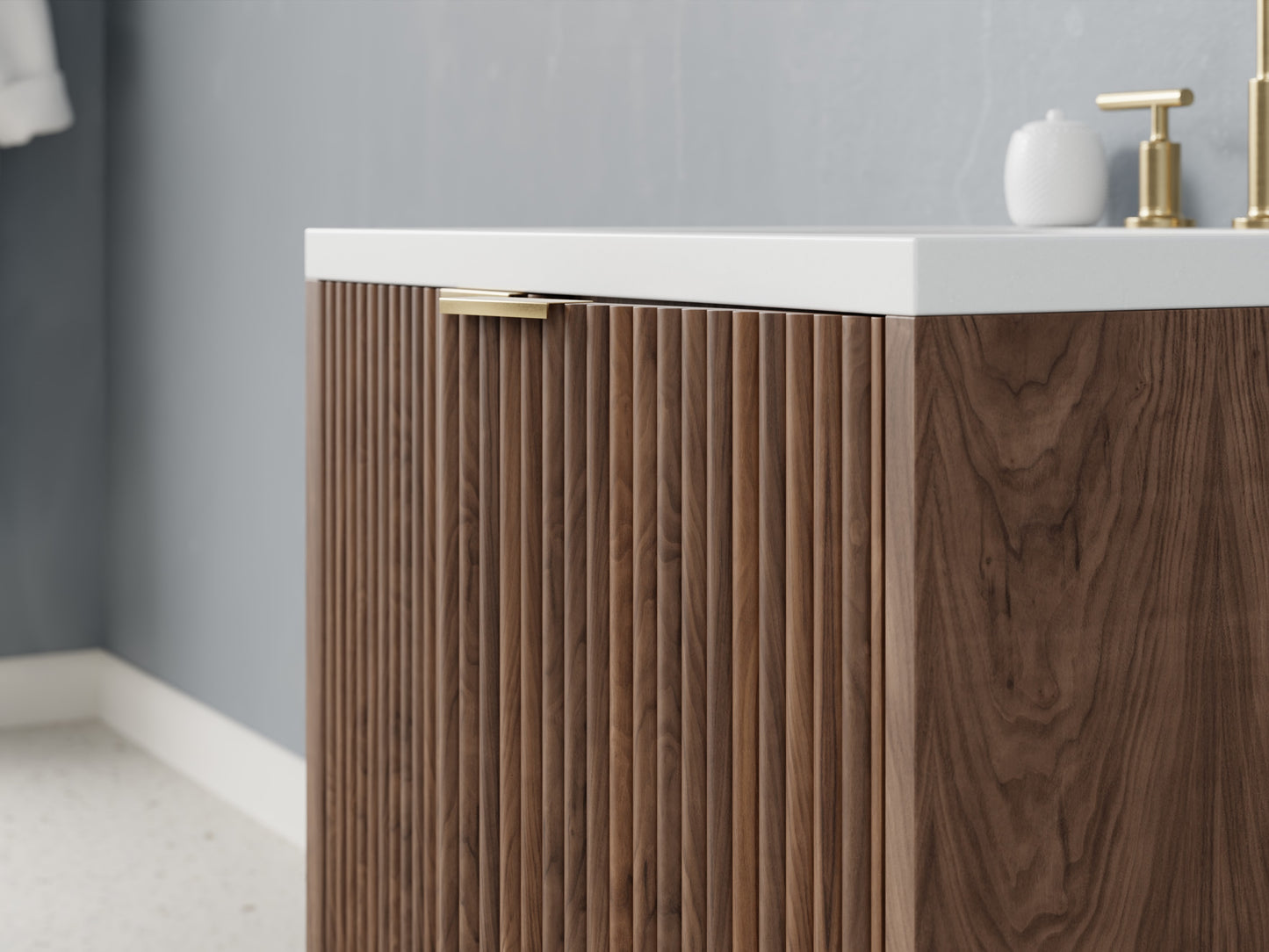 reeded - walnut - closeup