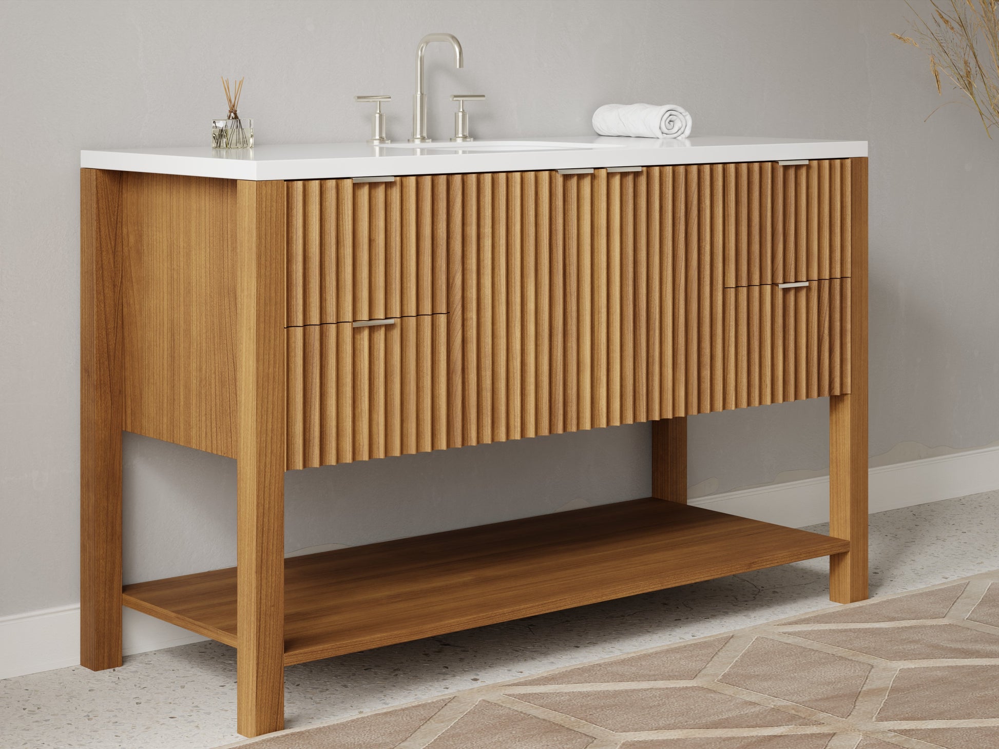 fluted - teak - side