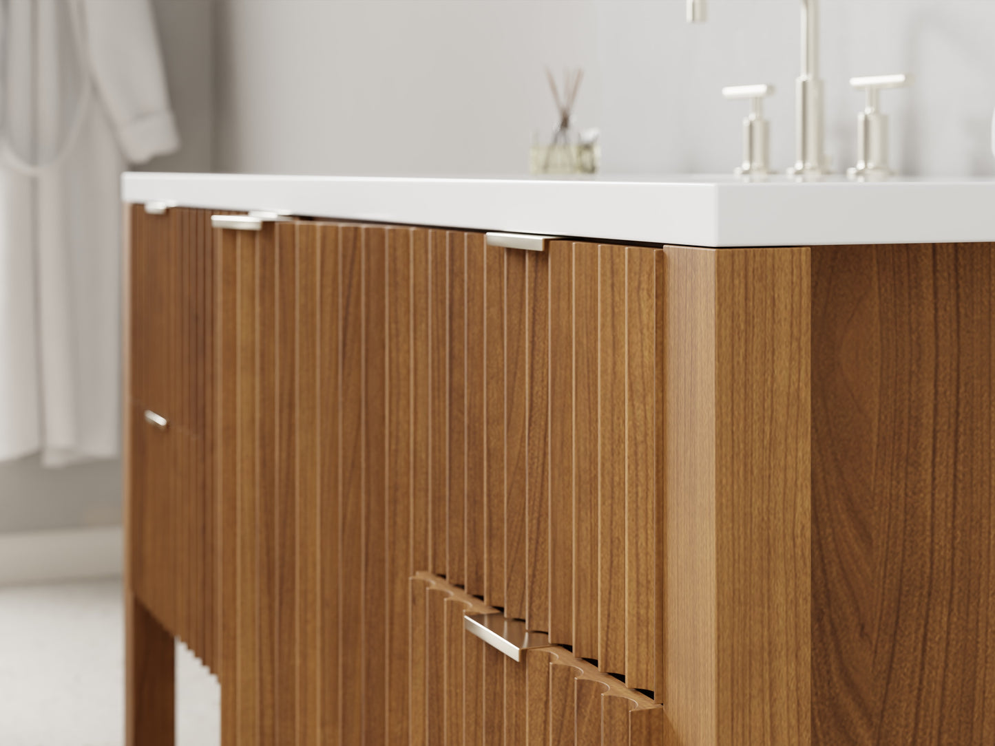 fluted - teak - closeup