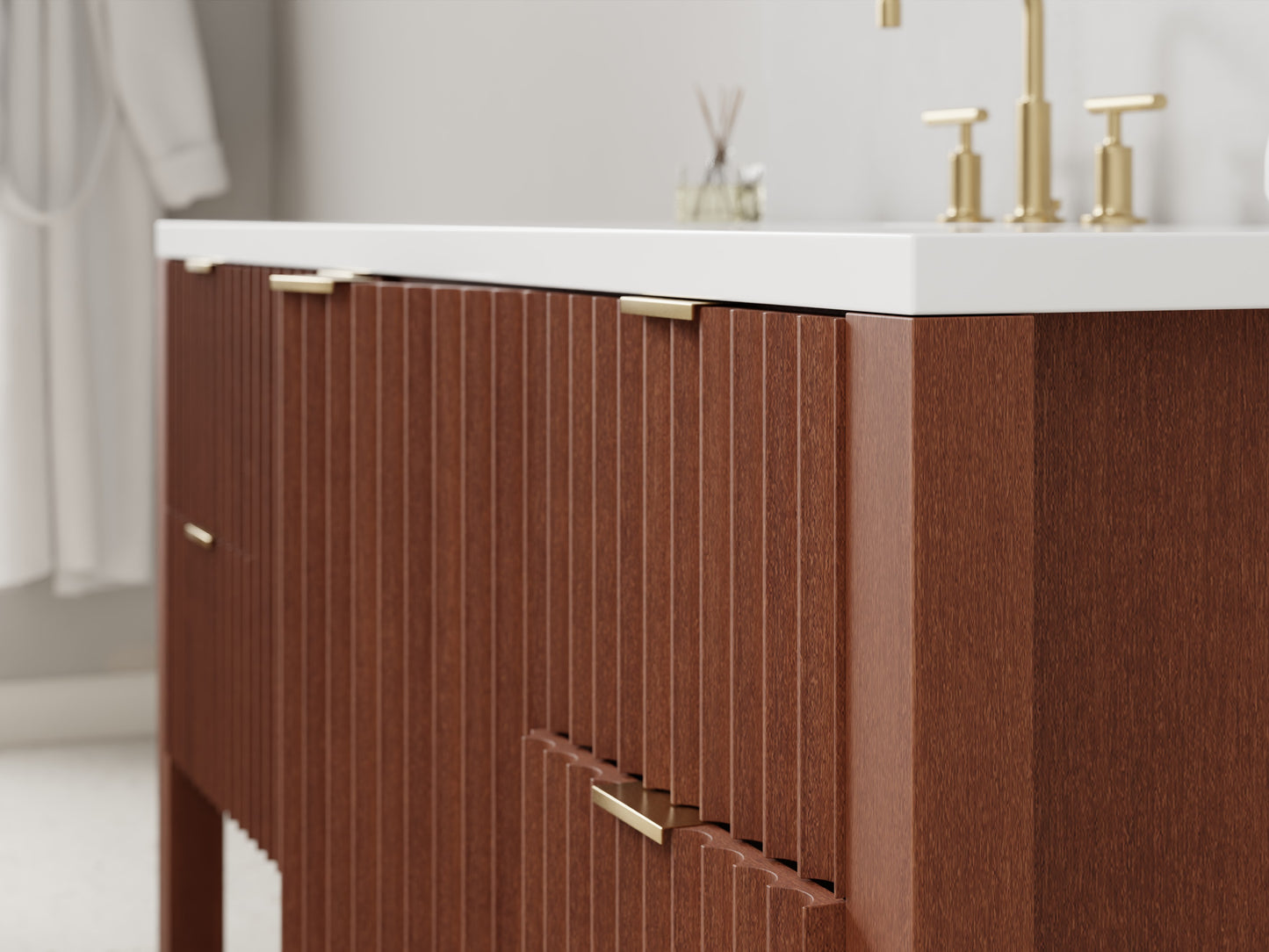 fluted - mahogany - closeup