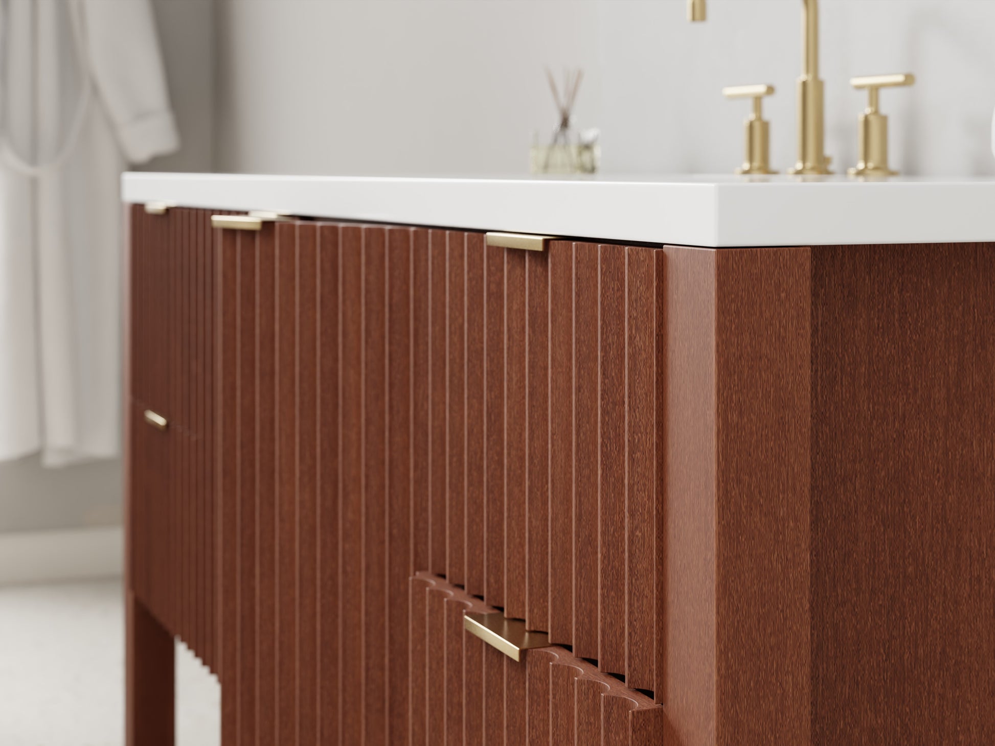 fluted - mahogany - closeup