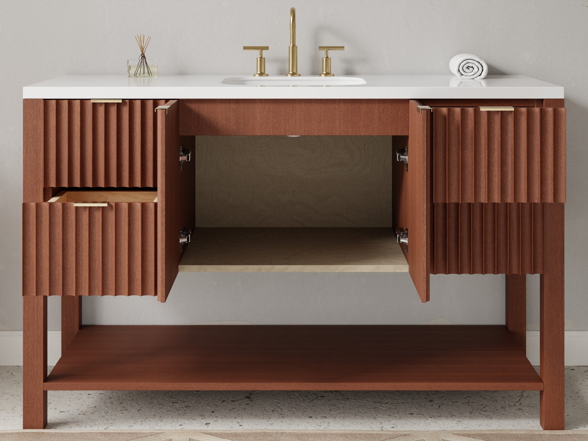 fluted - mahogany - open