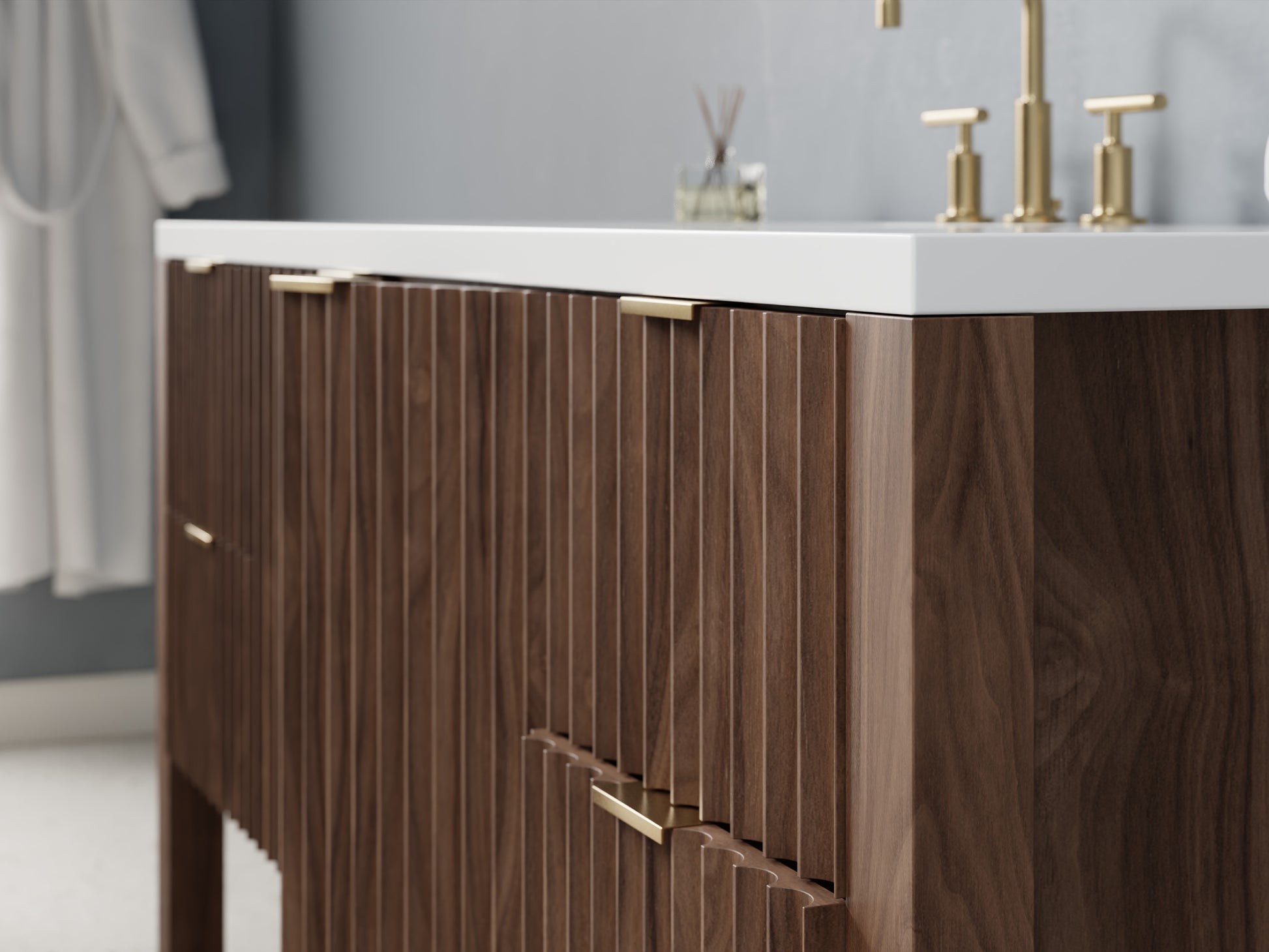 fluted - walnut - closeup