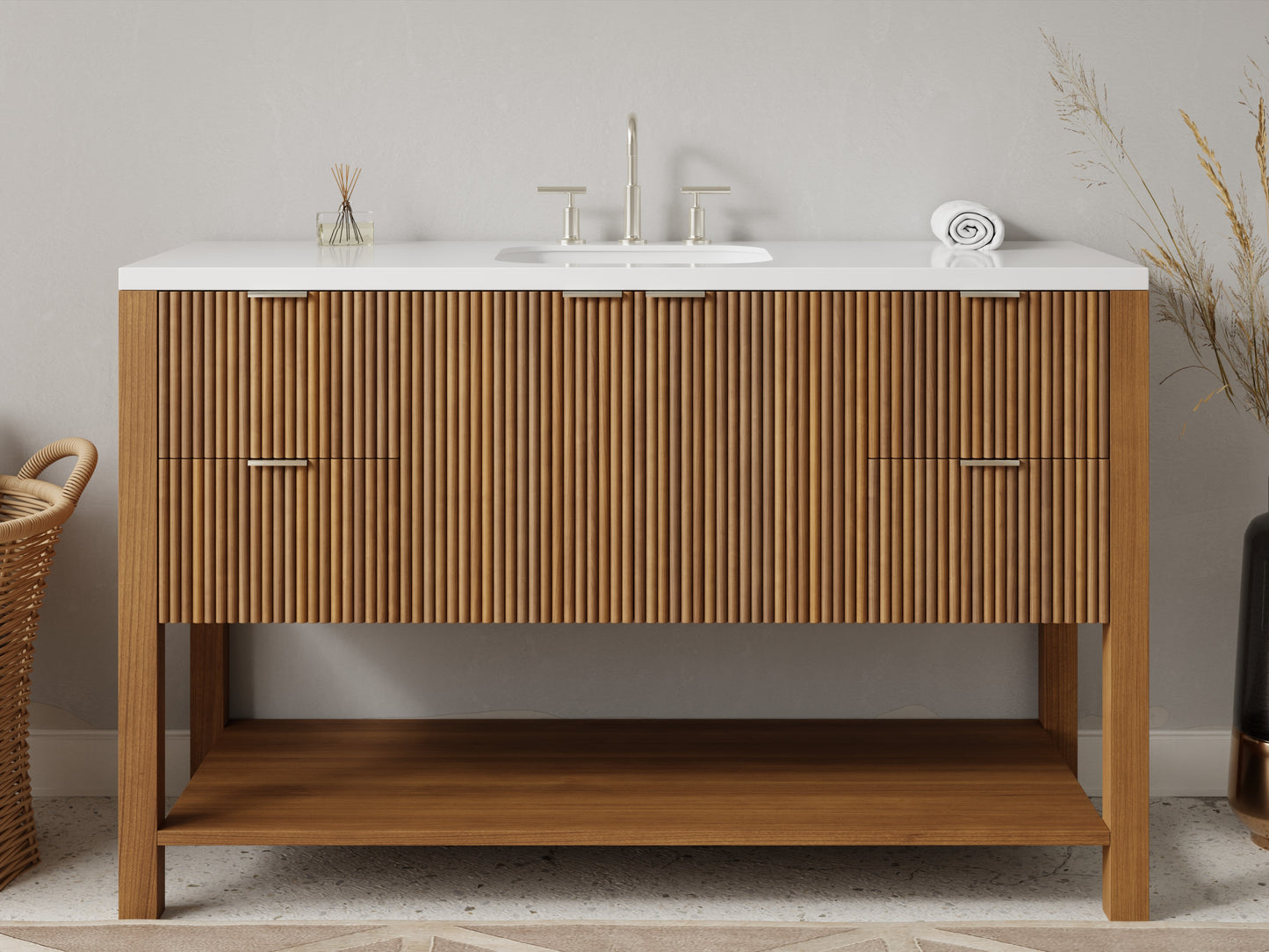 reeded - teak - front