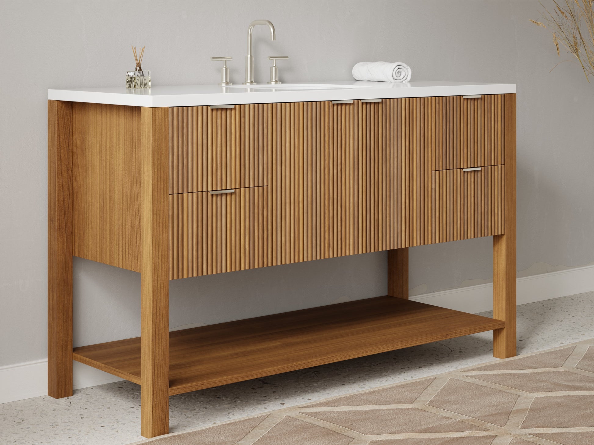 reeded - teak - side