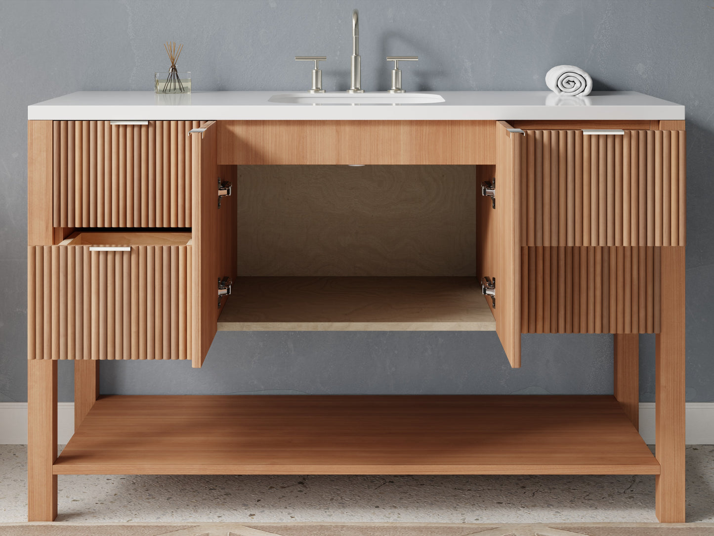 reeded - cherry - open