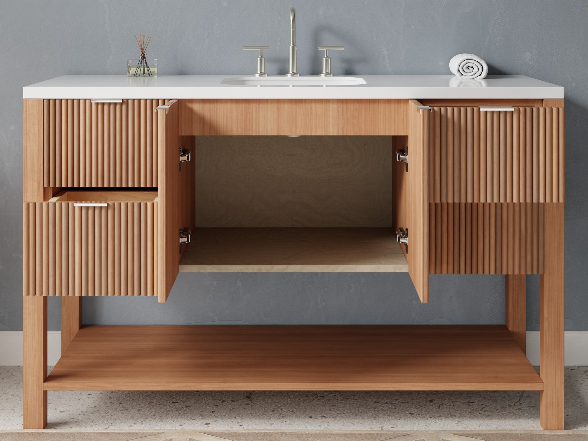 reeded - cherry - open