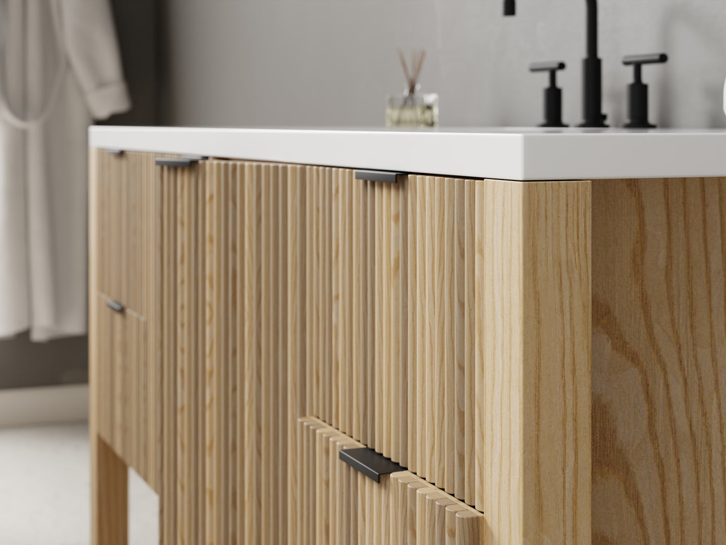 reeded - ash - closeup