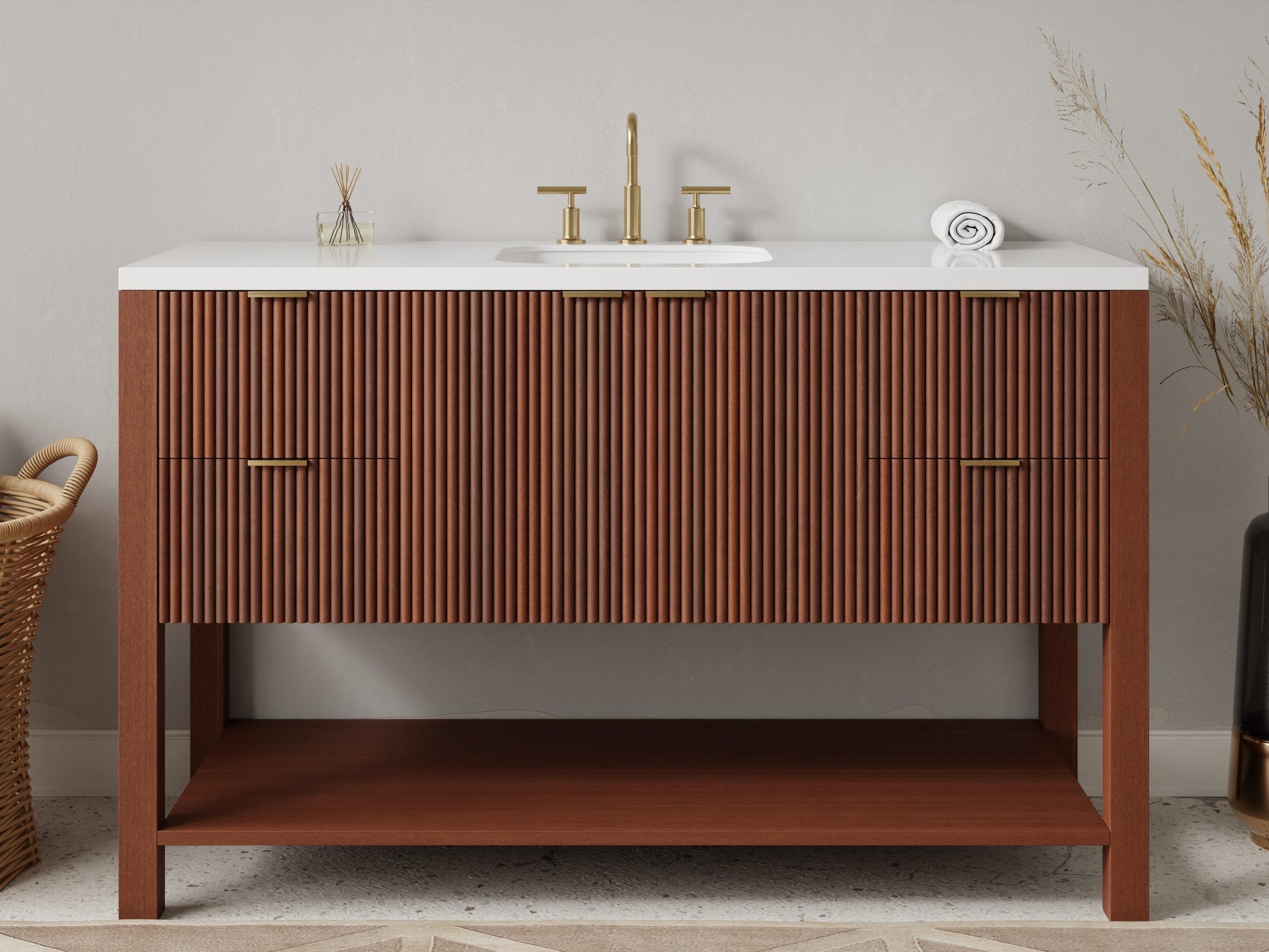 reeded - mahogany - front