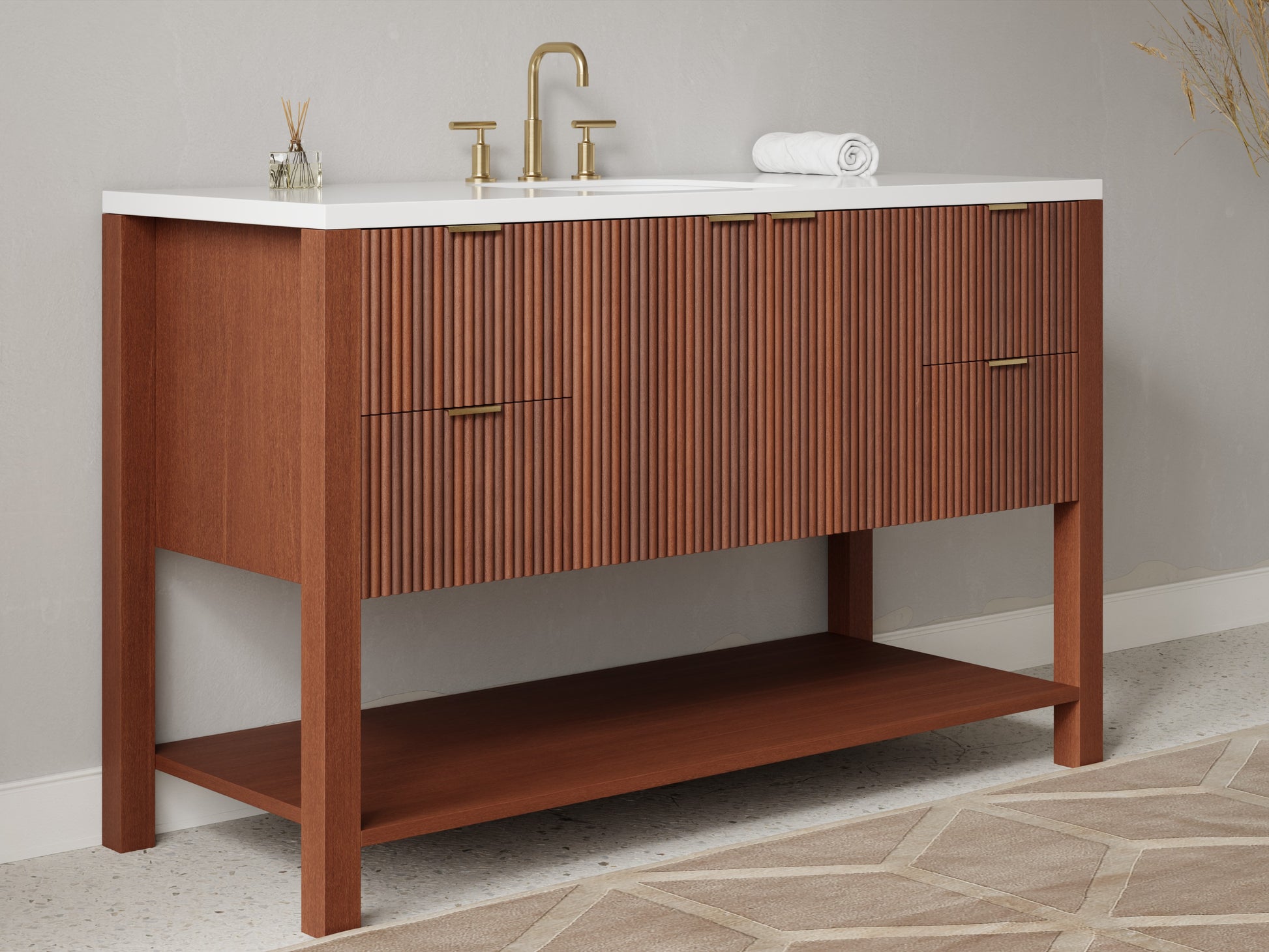 reeded - mahogany - side